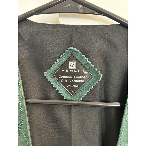 Ashlyn Floral Sleeveless Vest Womens Large Vintage Embroidered Green Leather - Picture 4 of 6